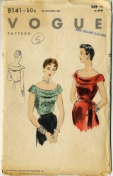 8141 50s VOGUE LOW WIDE NECK SLVLSS COLLAR BLOUSE PATTERN 14 32